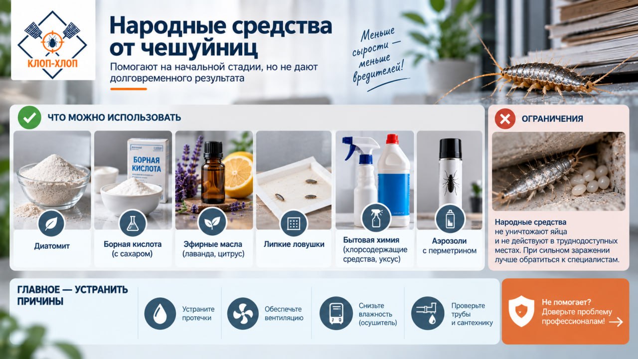 Можно ли вывести чешуйниц народными средствами и бытовой химией